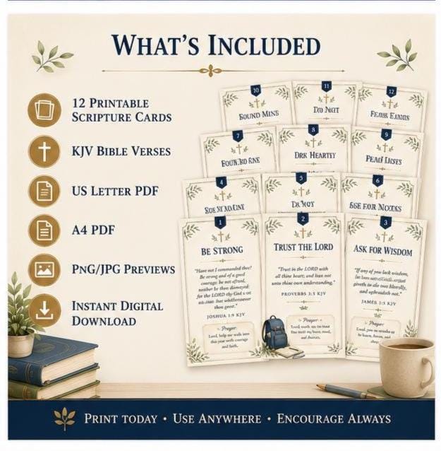 Christian Back to School Encouragement Cards | Printable Scripture Notes