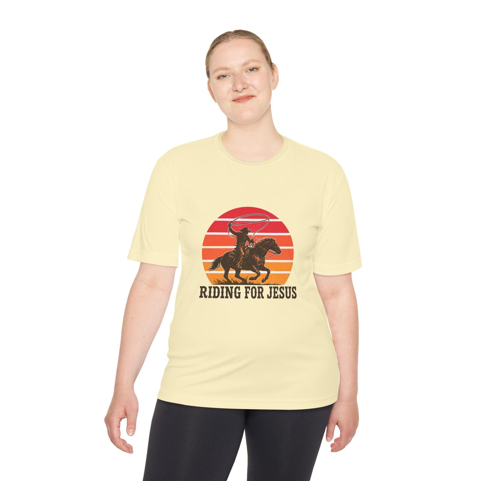 Riding for Jesus Tee | Cowboy Horse Christian Sunset Graphic