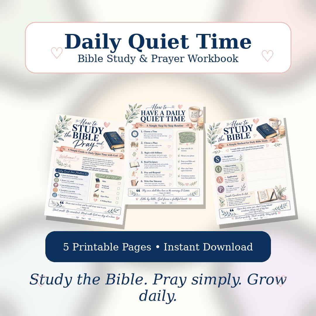 Daily Quiet Time Bible Study Workbook, Christian Prayer Journal (Instant Download) Bible House Goods