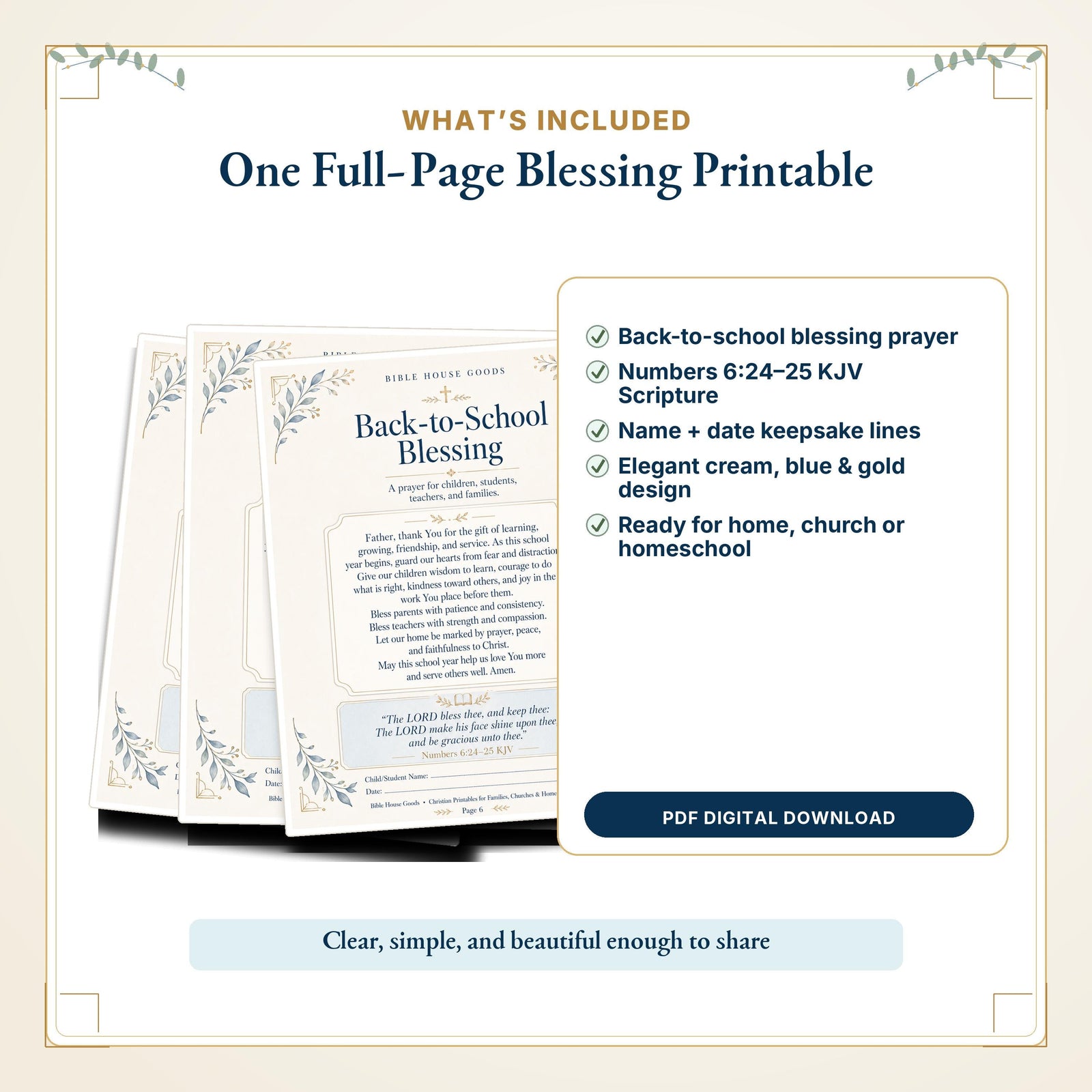 Back to School Christian Printable Pack | Family Prayer, Scripture Cards (Digital Download)