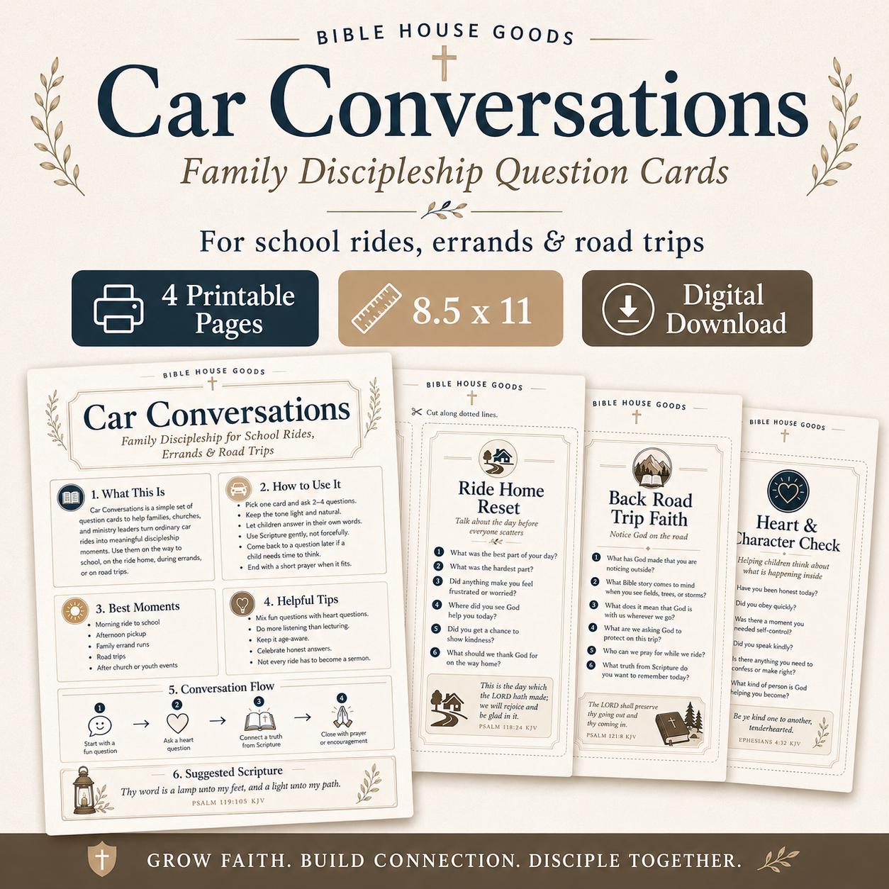 Car Conversations Family Discipleship Cards | Christian Road Trip Questions (Digital Download)