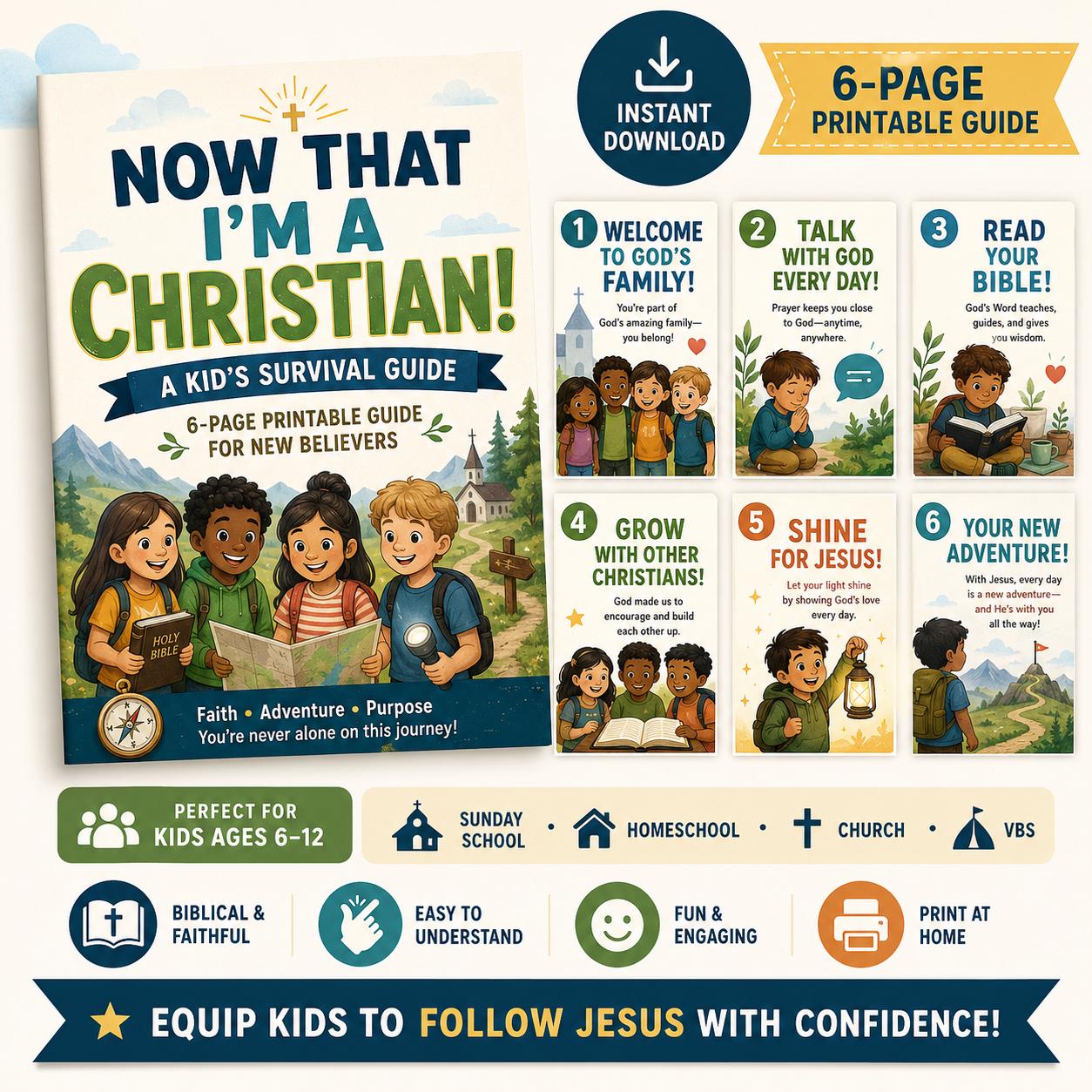 Christian Kids Survival Guide | New Believer Printable Booklet (Instant Download)