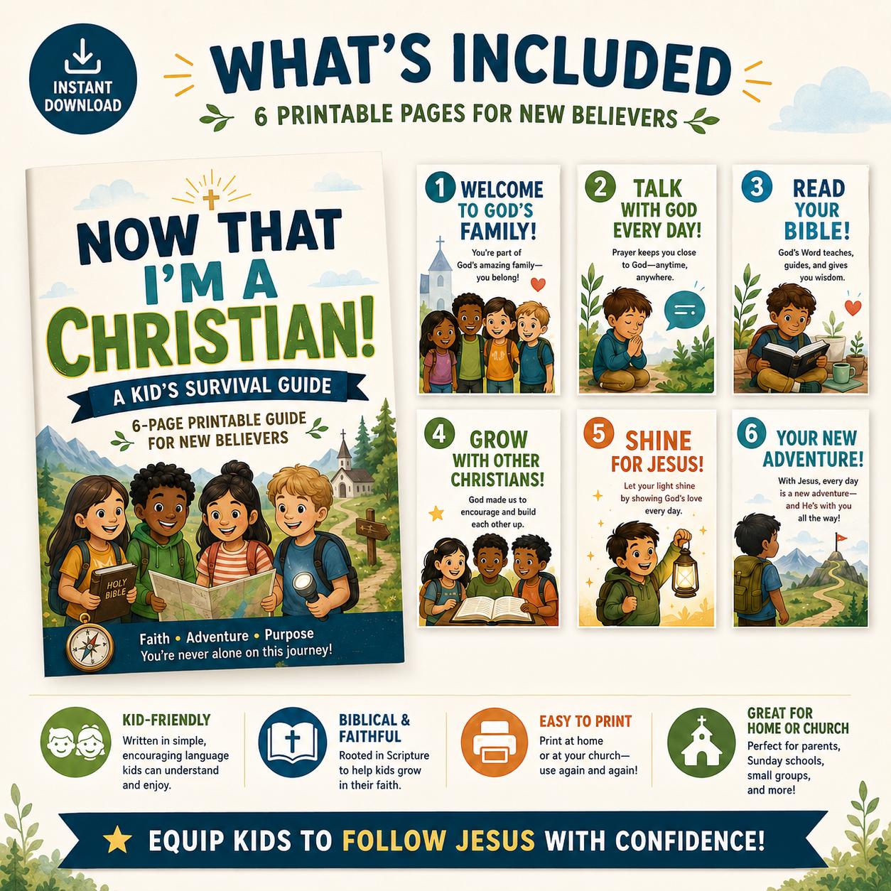 Christian Kids Survival Guide | New Believer Printable Booklet (Instant Download)