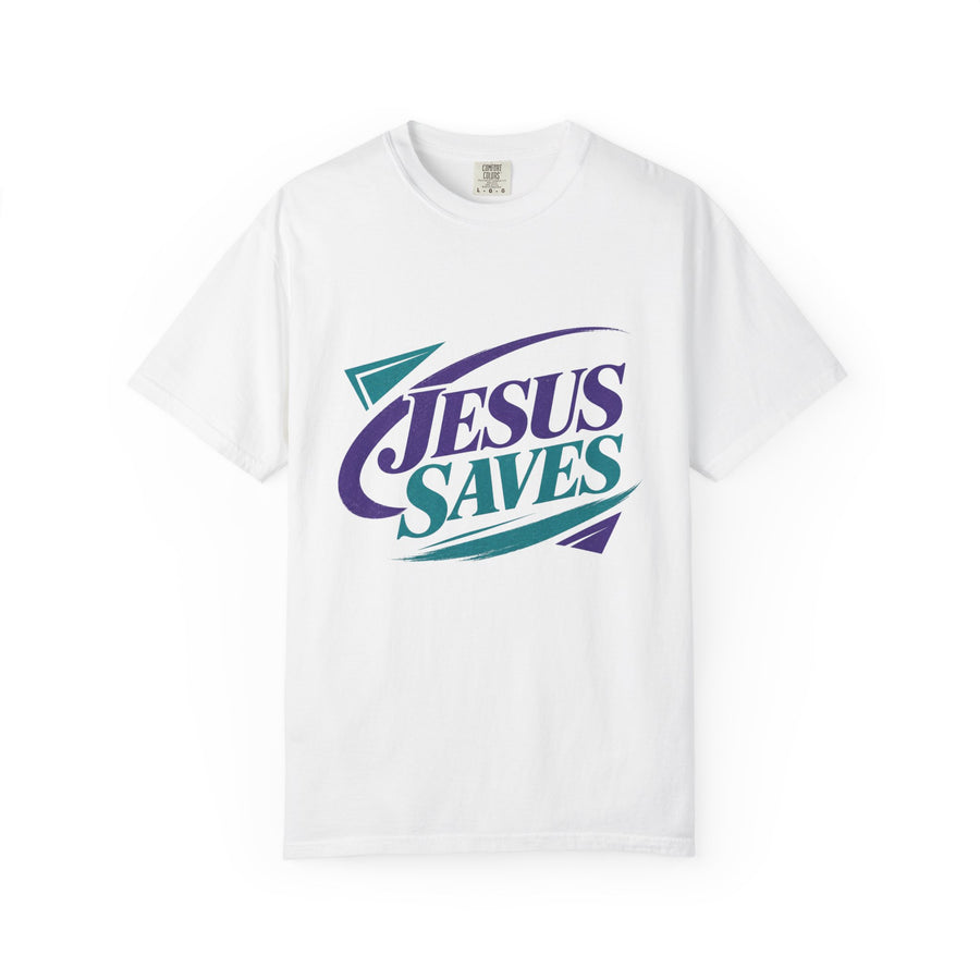 Jesus Saves T-Shirt | Retro Script Faith Design