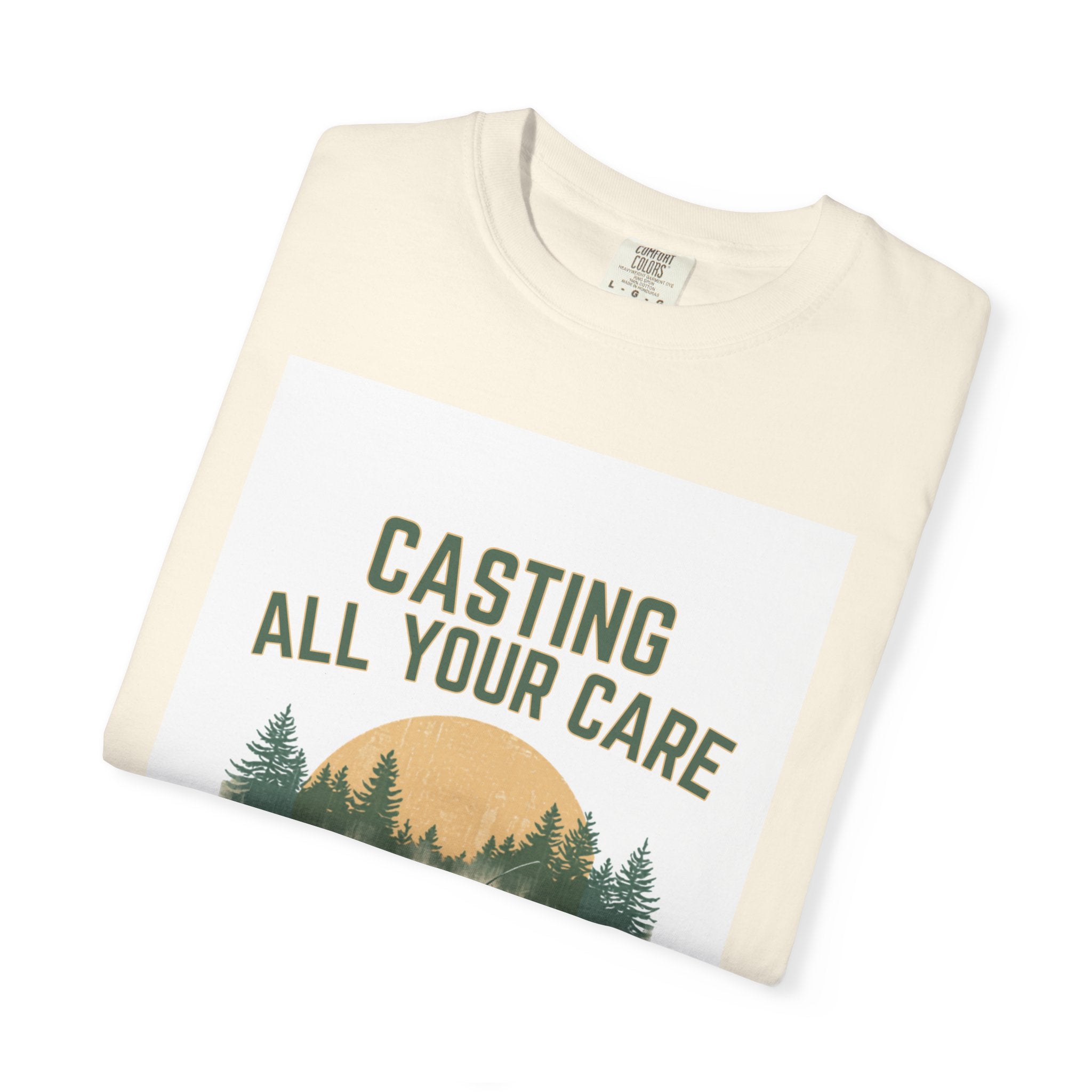 Casting All Your Care Fishing Shirt | 1 Peter 5:7 KJV Tee, Christian Fishing Dad Tee, Fathers Day Gift for Fisherman, Southern Scripture Tee