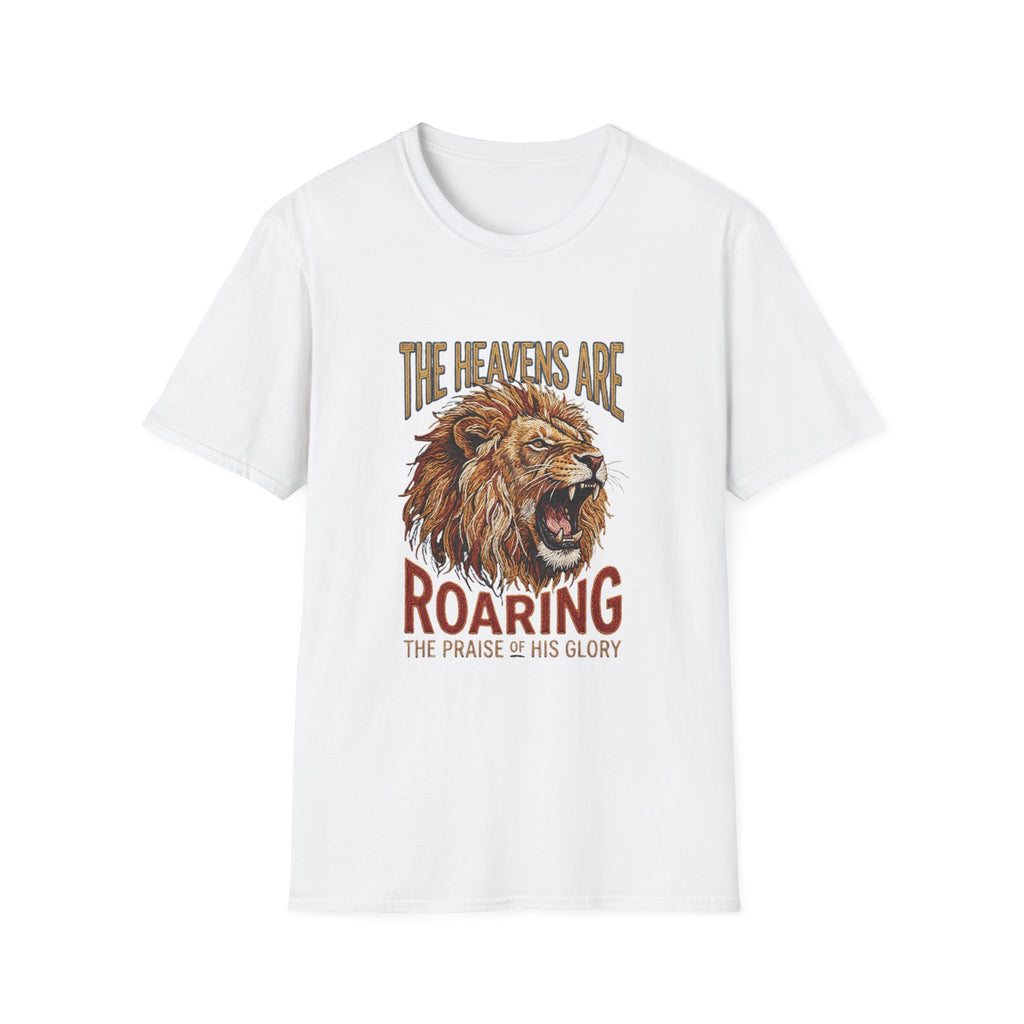 The Heavens Are Roaring Lion graphic T-Shirt | Faith Christian Scripture design