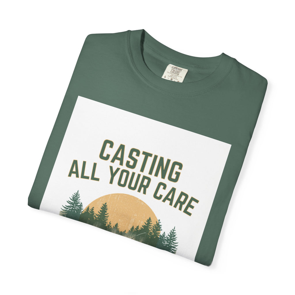 Casting All Your Care Fishing Shirt | 1 Peter 5:7 KJV Tee, Christian Fishing Dad Tee, Fathers Day Gift for Fisherman, Southern Scripture Tee
