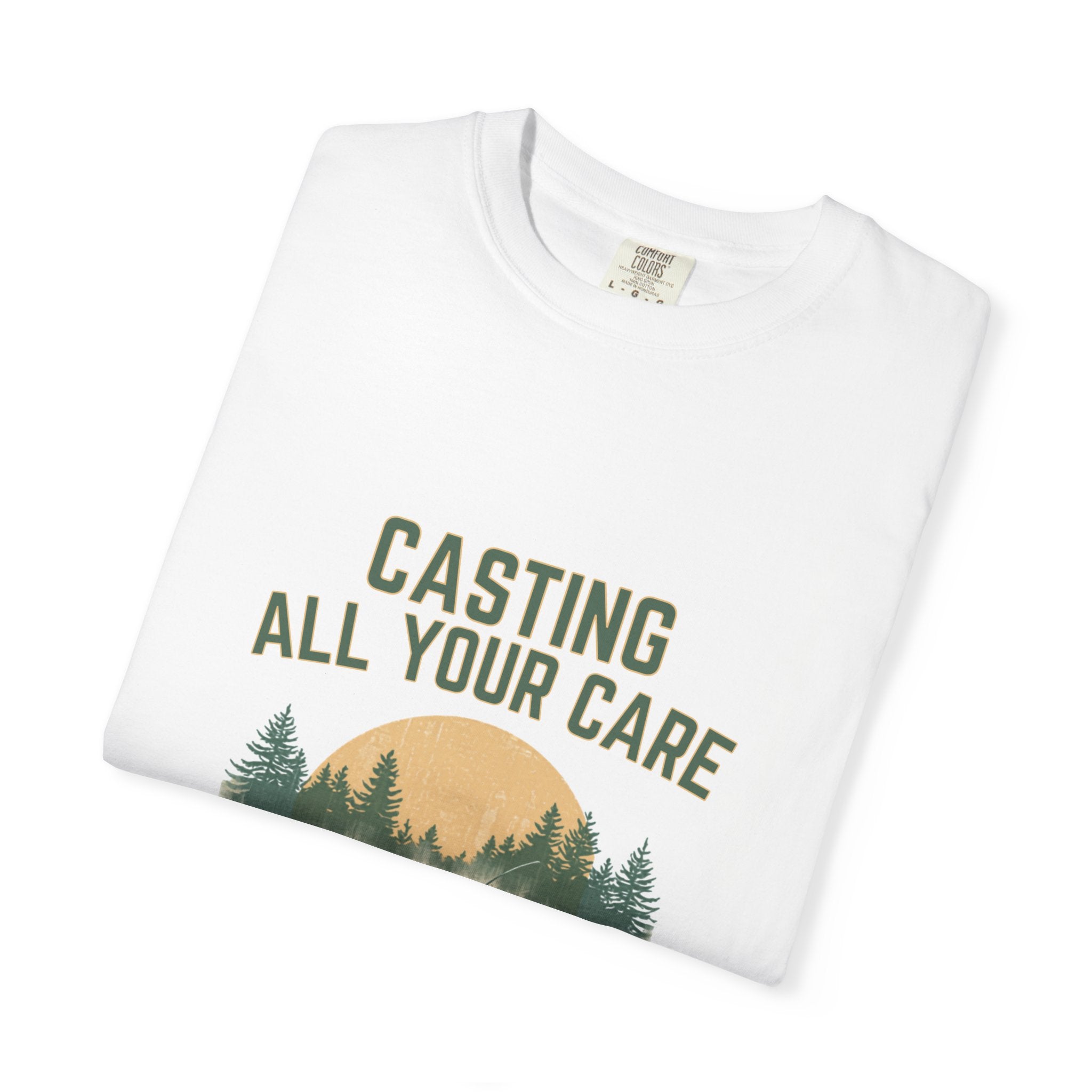 Casting All Your Care Fishing Shirt | 1 Peter 5:7 KJV Tee, Christian Fishing Dad Tee, Fathers Day Gift for Fisherman, Southern Scripture Tee