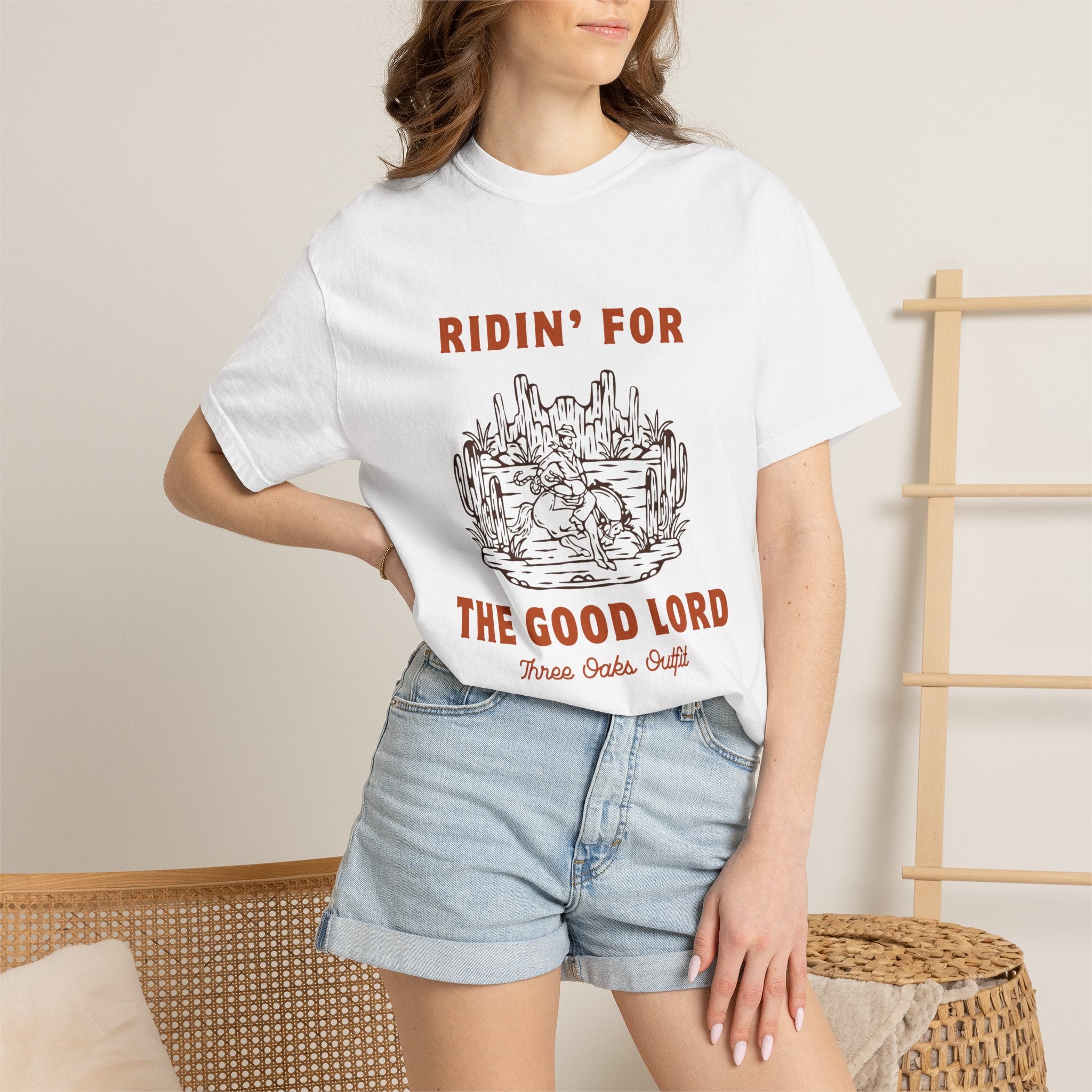 Ridin' for the Good Lord T-shirt | Western Desert Illustration