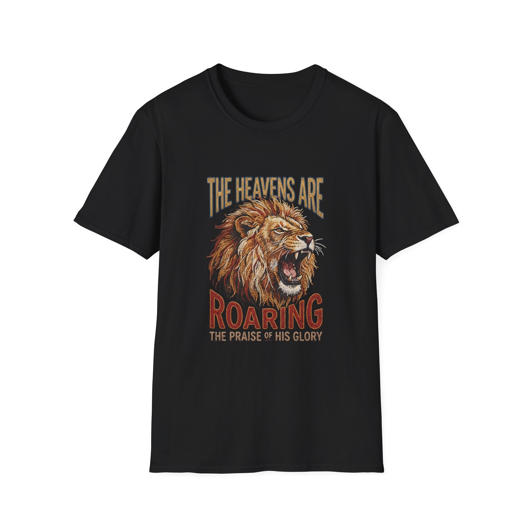 The Heavens Are Roaring Lion graphic T-Shirt | Faith Christian Scripture design