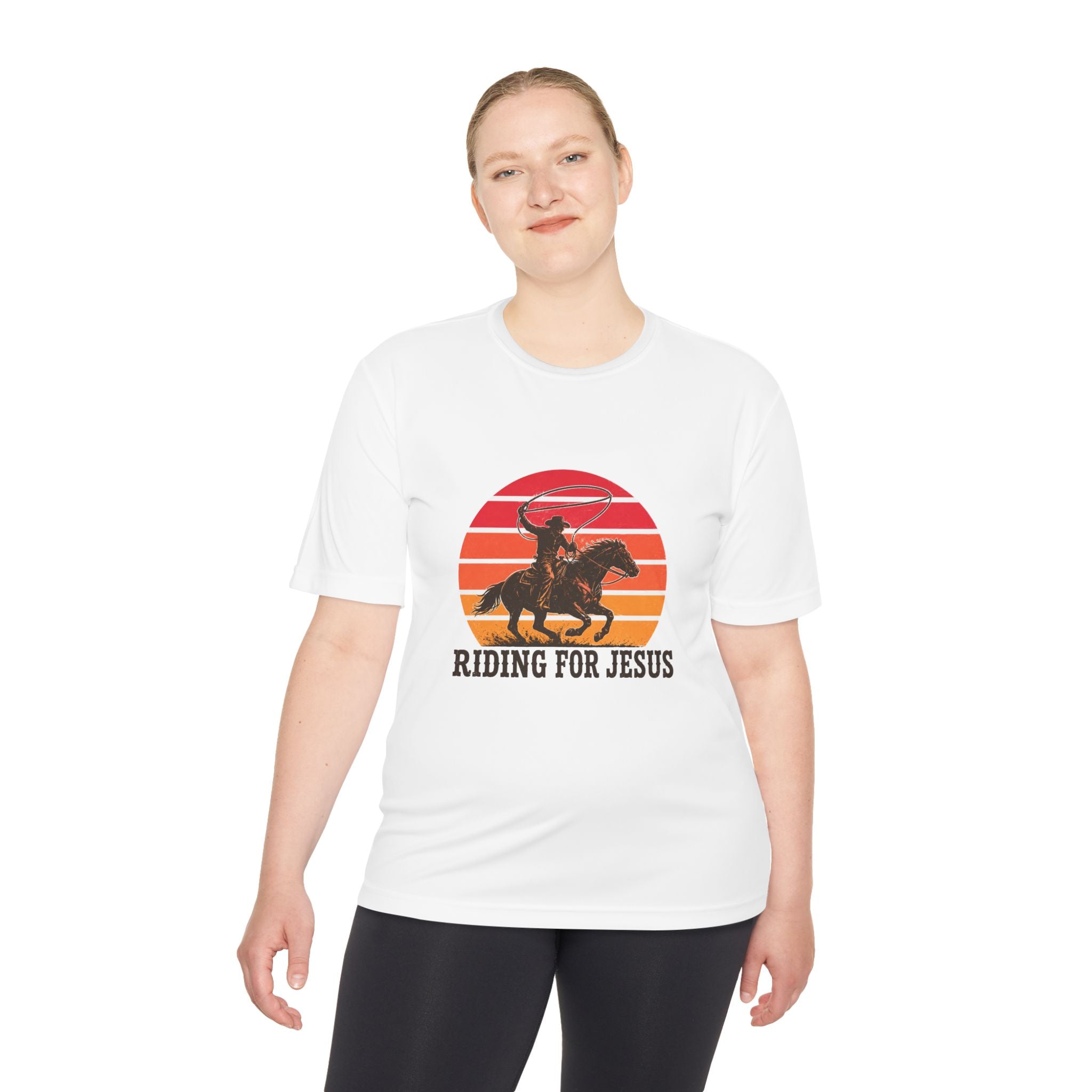 Riding for Jesus Tee | Cowboy Horse Christian Sunset Graphic
