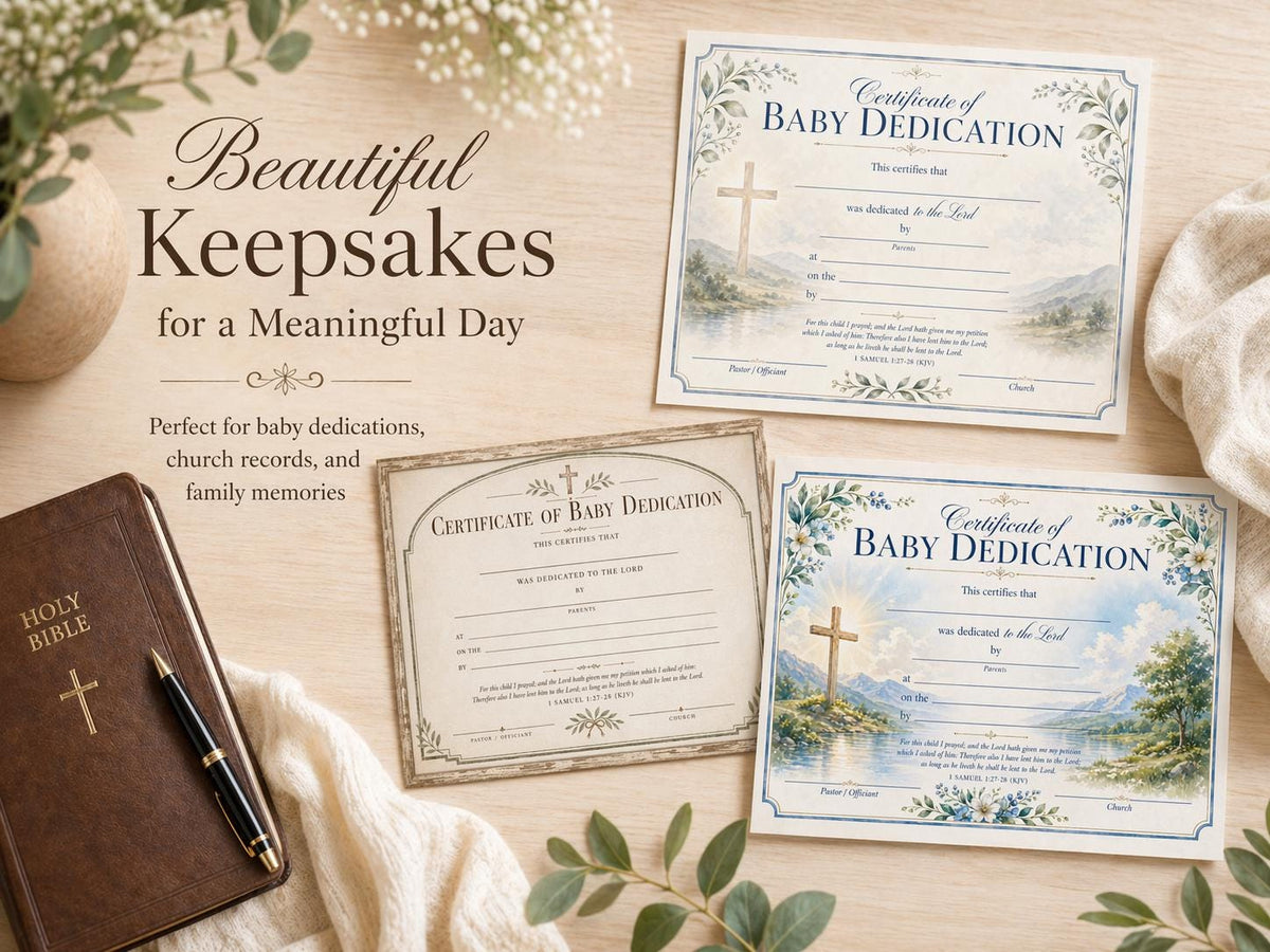 Baby Dedication Certificate Bundle, Printable Church Template (Digital Download) - Bible House Goodsced_31554925239