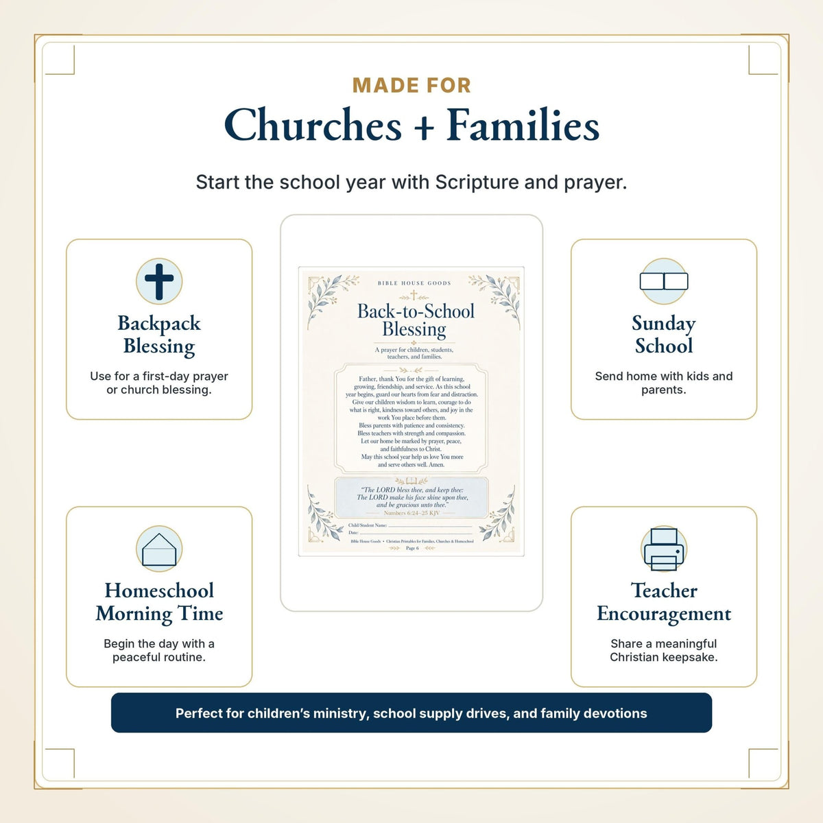 Back to School Christian Printable Pack | Family Prayer, Scripture Cards (Digital Download) - Bible House GoodsET-4529503225