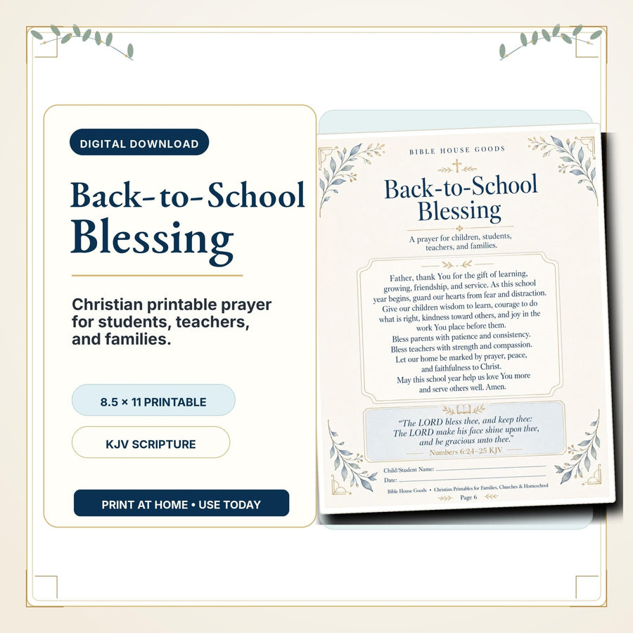 Back to School Christian Printable Pack | Family Prayer, Scripture Cards (Digital Download) - Bible House GoodsET-4529503225