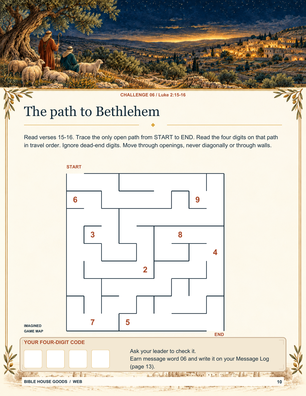The Bethlehem Message printable maze puzzle page preview