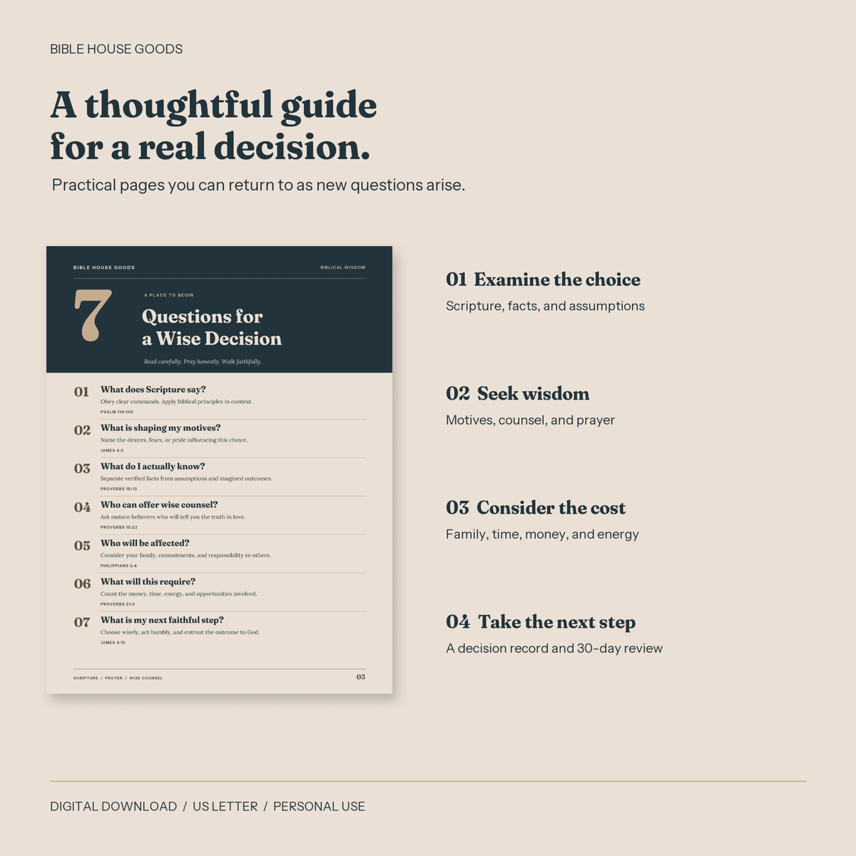 Biblical Decision-Making Workbook | 24-Page Printable PDF - Bible House GoodsBHG-BDM-24-PDF