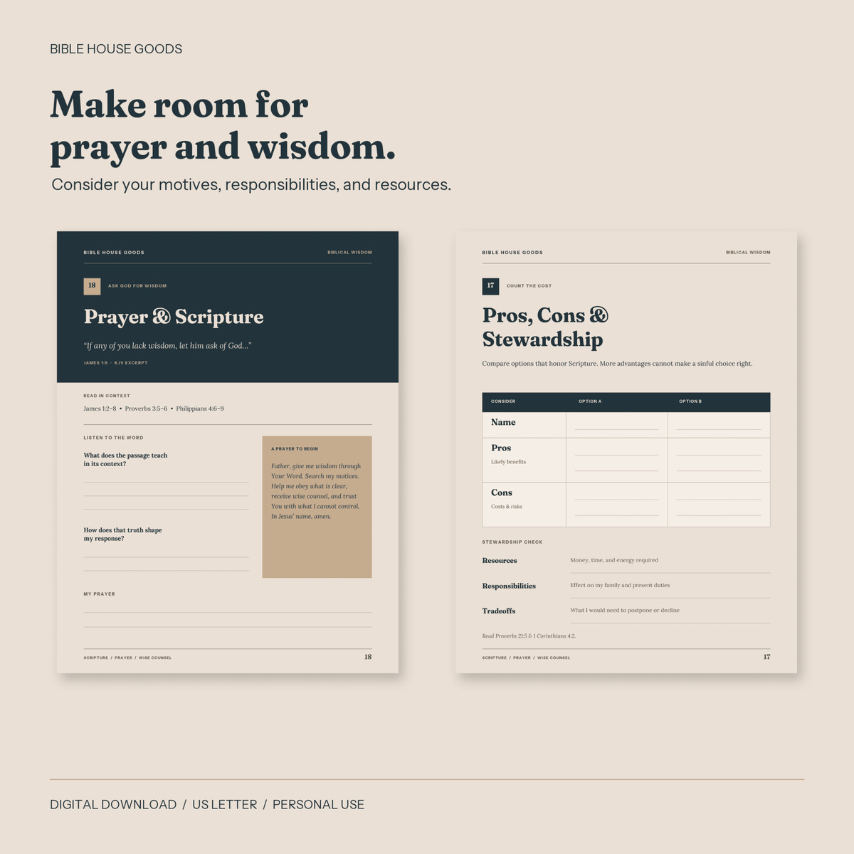 Biblical Decision-Making Workbook | 24-Page Printable PDF - Bible House GoodsBHG-BDM-24-PDF