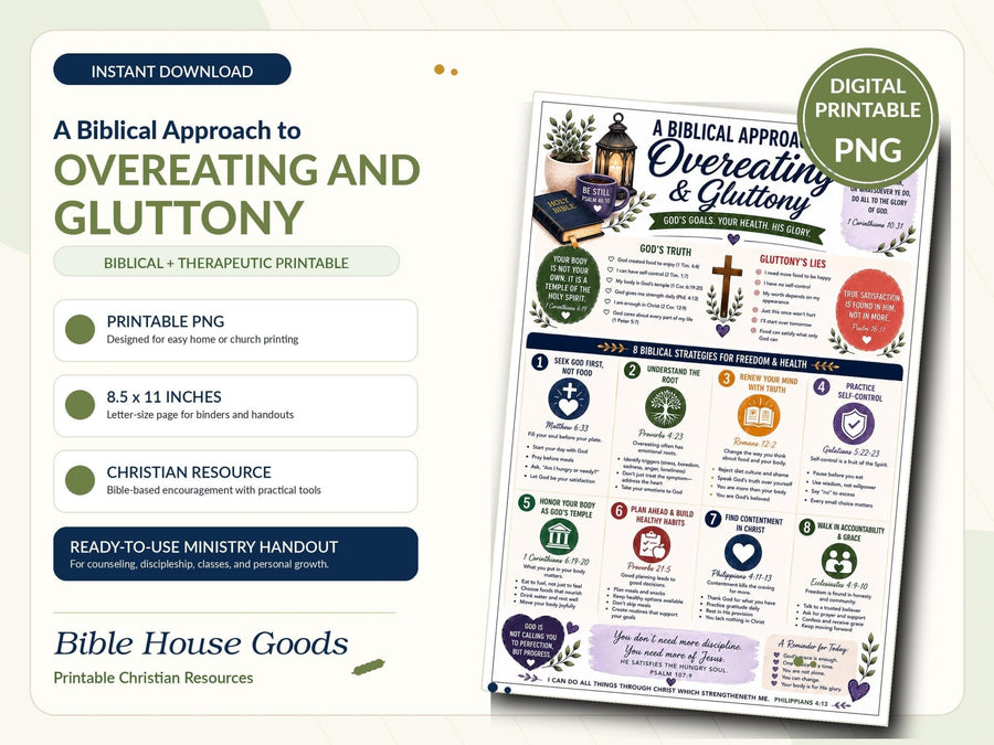 Biblical Overeating & Gluttony Printable | Christian Food Faith Guide (PDF Download) - Bible House Goodsced_32536282487