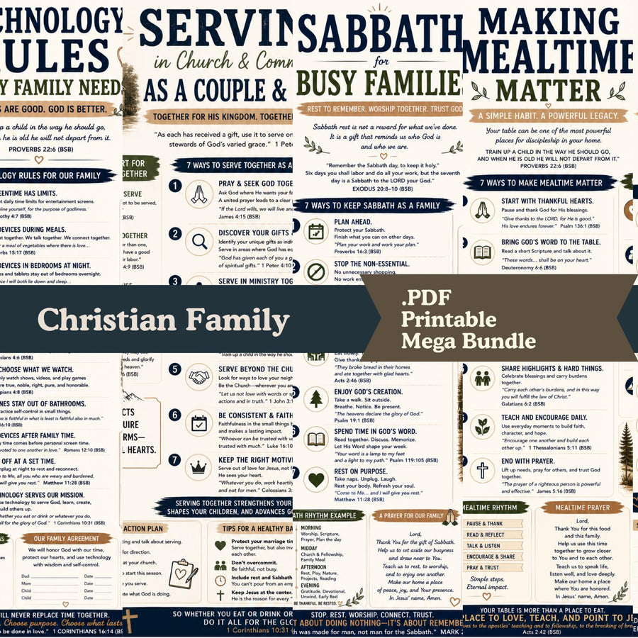 Christian Family Printable Bundle, Faith Devotional, Family Rhythms Guide (Digital Download) - Bible House Goods