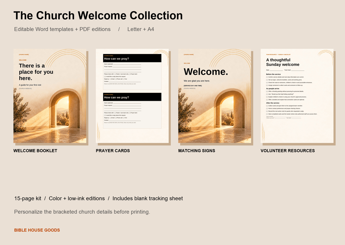 Church Welcome Kit — Golden Arch Collection | Editable Word, PDF & PNG - Bible House GoodsBHG-WELCOME-GOLD-15
