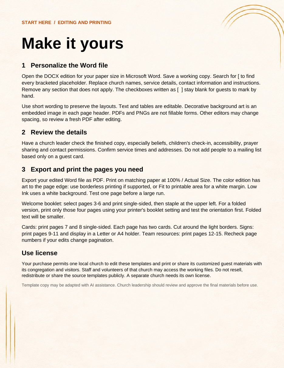 Church Welcome Kit — Golden Arch Collection | Editable Word, PDF & PNG - Bible House GoodsBHG-WELCOME-GOLD-15