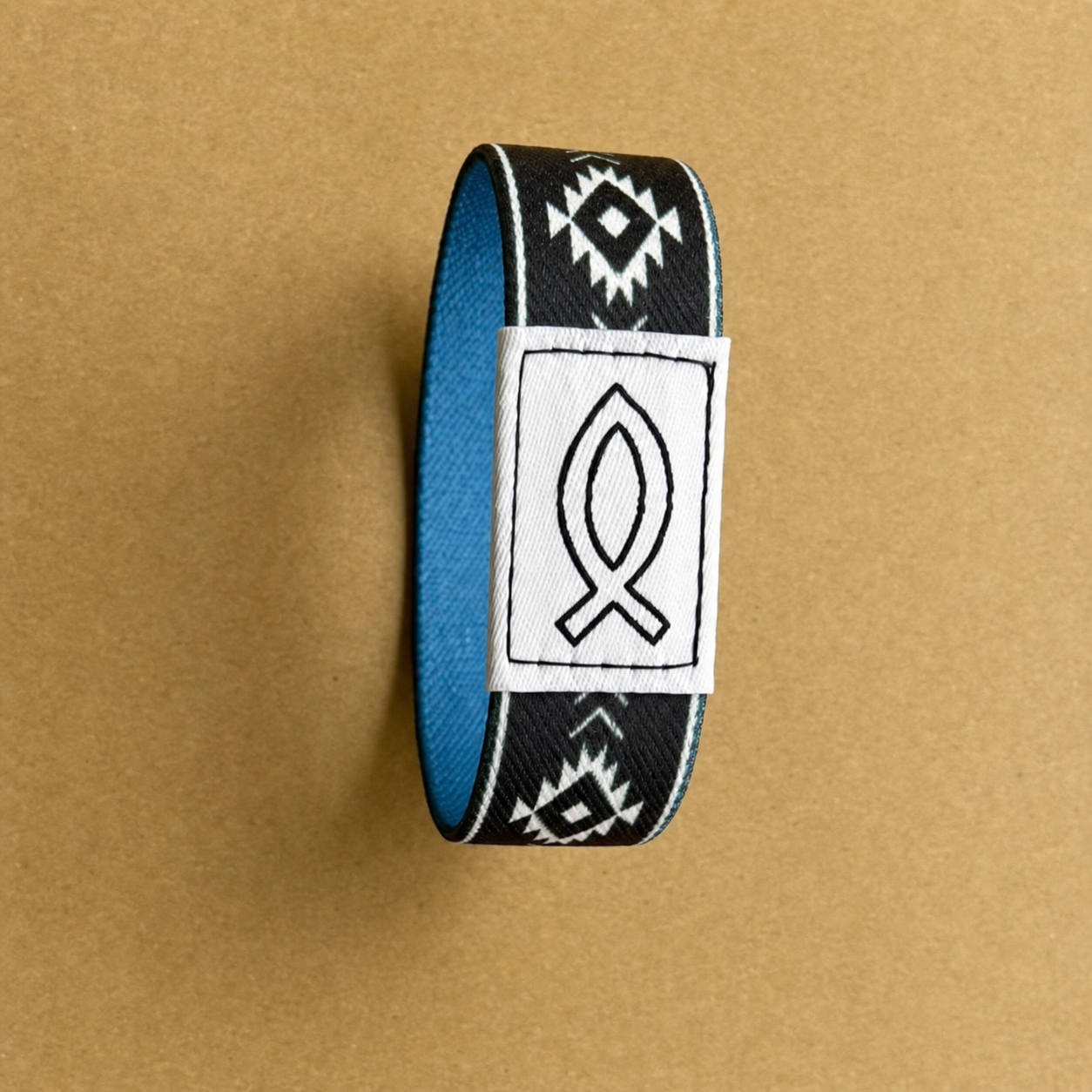 Cobalt Blue Grey Aztec Bible Band Christian NFC wristband