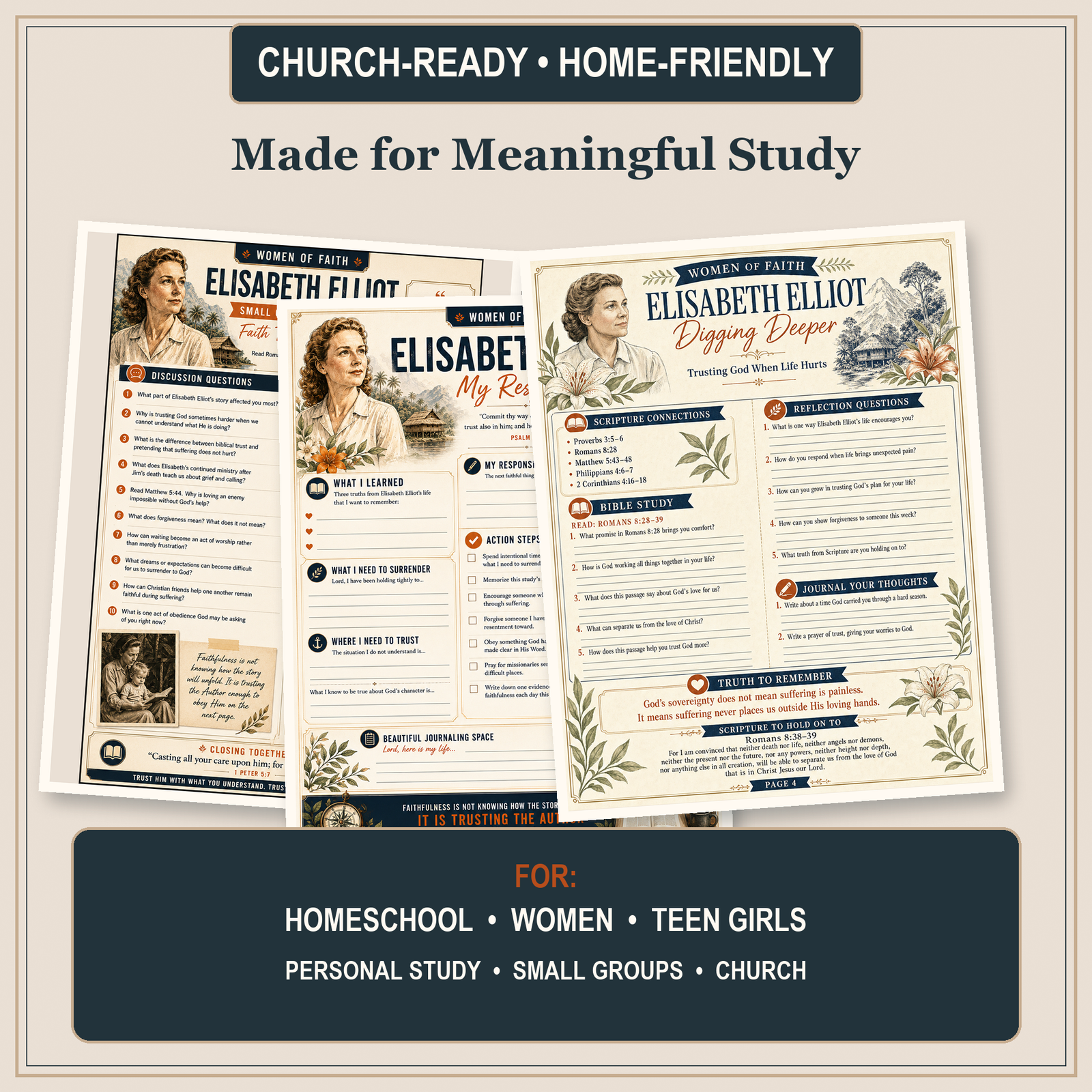 Elisabeth Elliot Bible study for women, teen girls, homeschool, and church groups