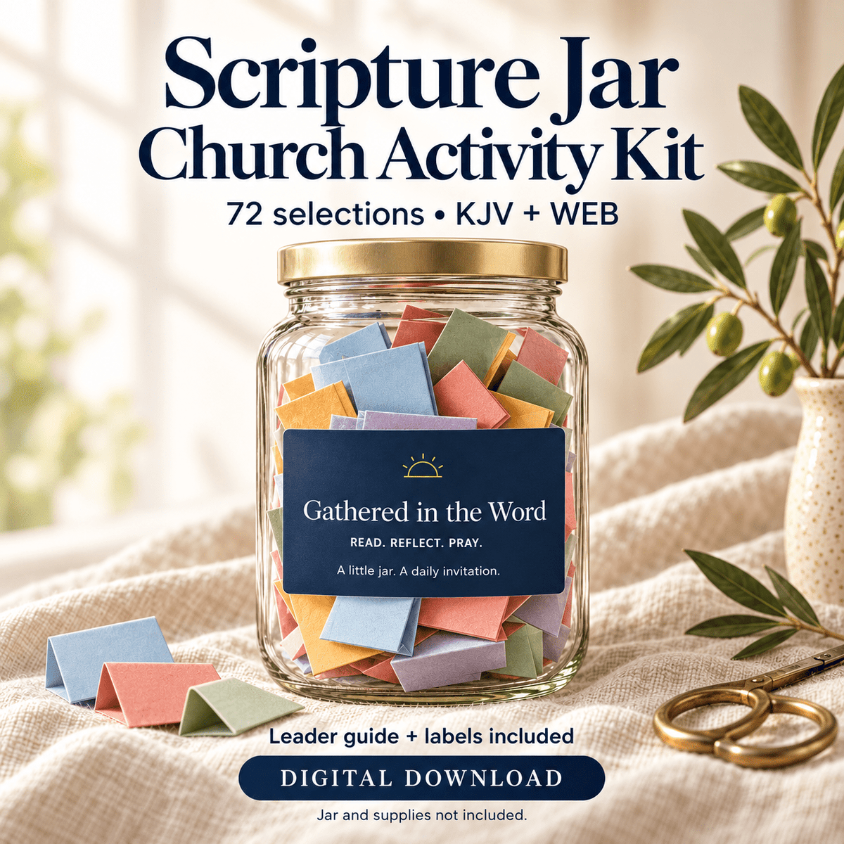 Gathered in the Word — Scripture Jar Church Activity Kit (KJV + WEB) - Bible House GoodsBHG-GATHERED-JAR-72