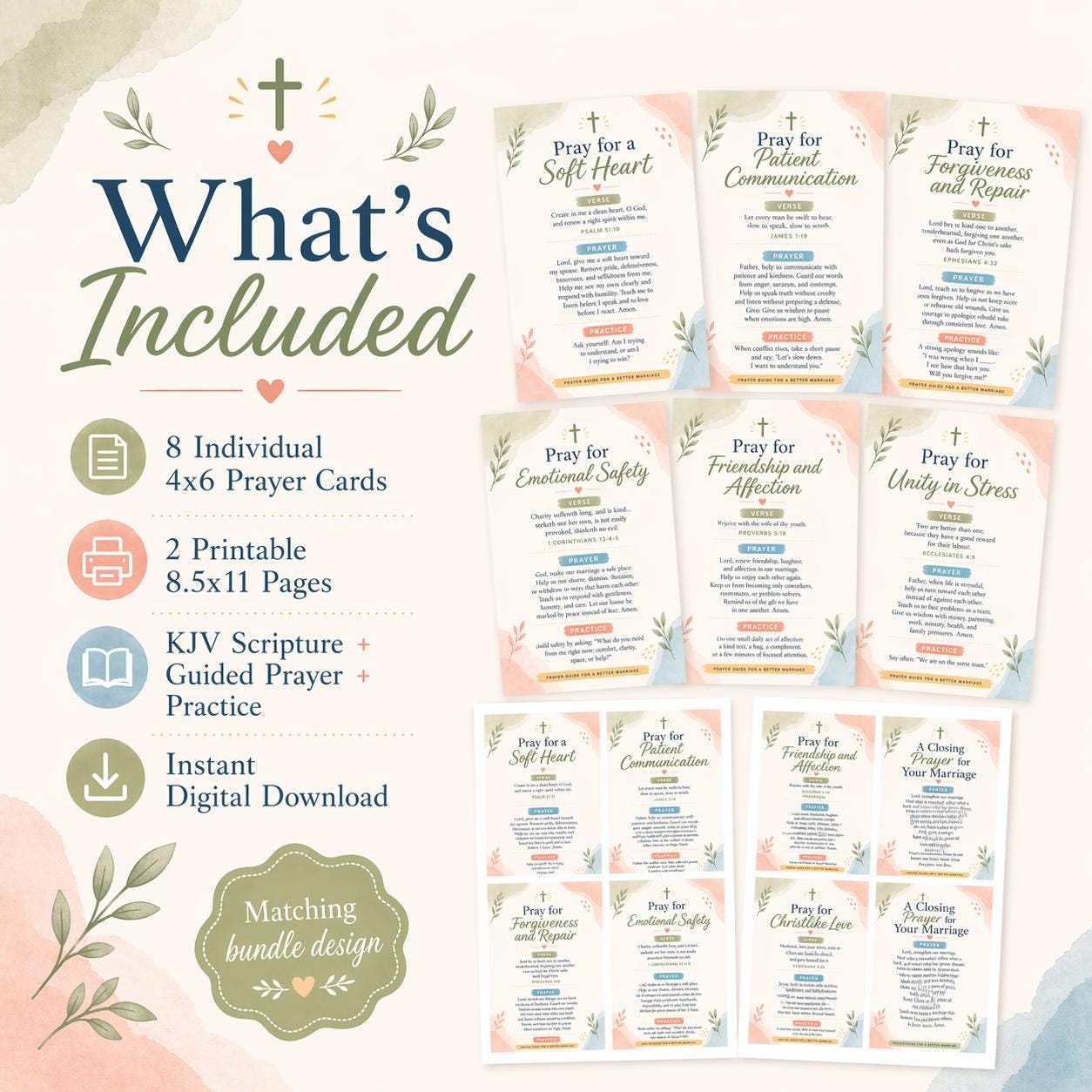 Christian Marriage Prayer Cards Bundle | KJV Scripture Devotional (Digital Download)
