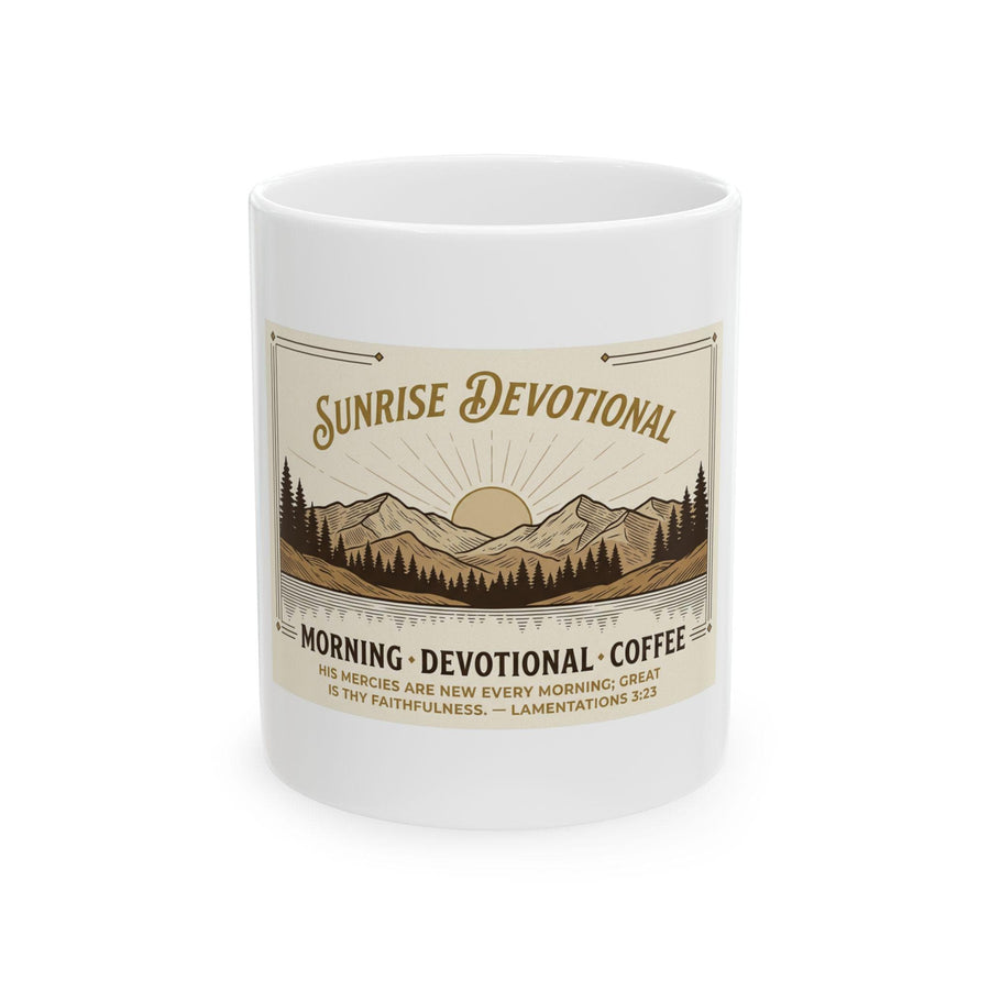 Sunrise Devotional Ceramic Coffee Mug | Vintage Mountain Landscape Art