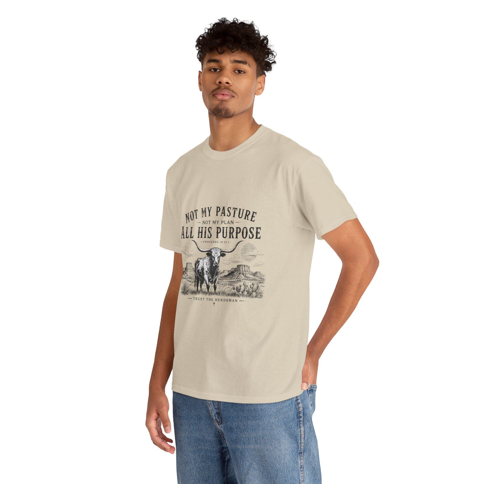 Not My Pasture All His Purpose T-Shirt | Cow Ranch Faith Graphic Tee