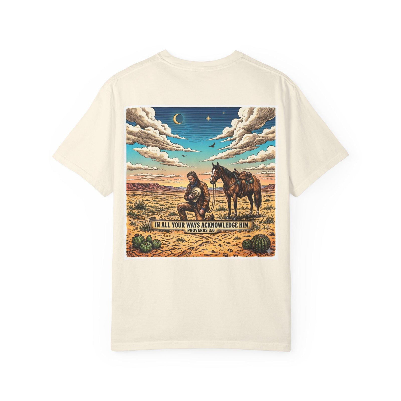 In All Your Ways Acknowledge Him T-shirt | Western Cowboy Horse Faith Design
