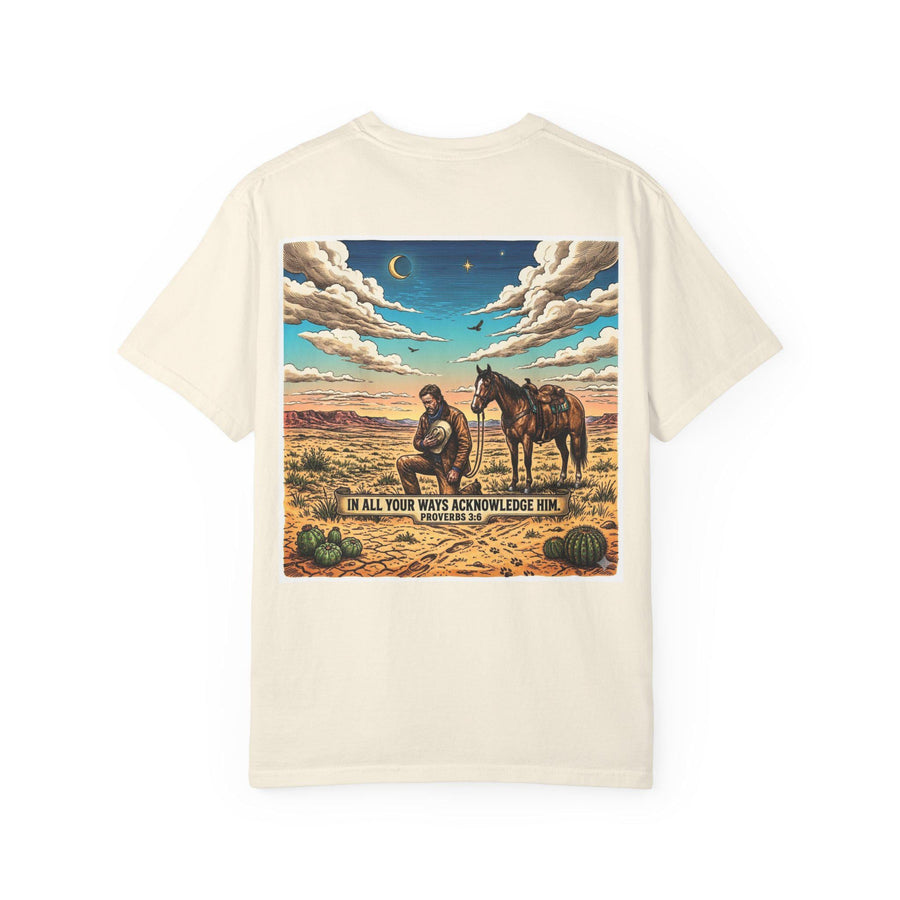 In All Your Ways Acknowledge Him T-shirt | Western Cowboy Horse Faith Design