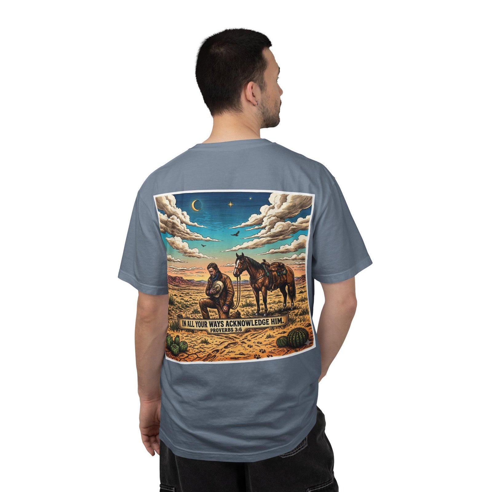 In All Your Ways Acknowledge Him T-shirt | Western Cowboy Horse Faith Design