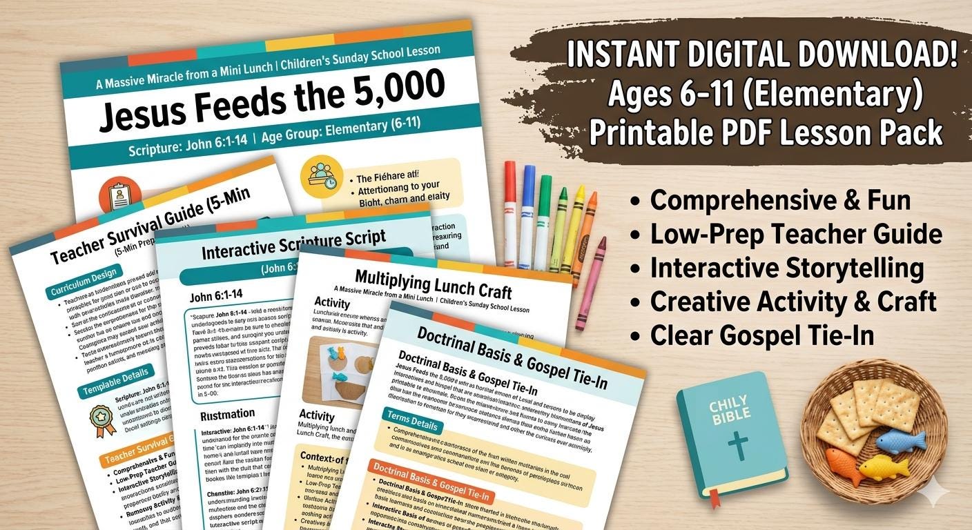 Jesus Feeds 5000 Sunday School Lesson | Elementary Bible Study Curriculum (PDF Download) Bible House Goods