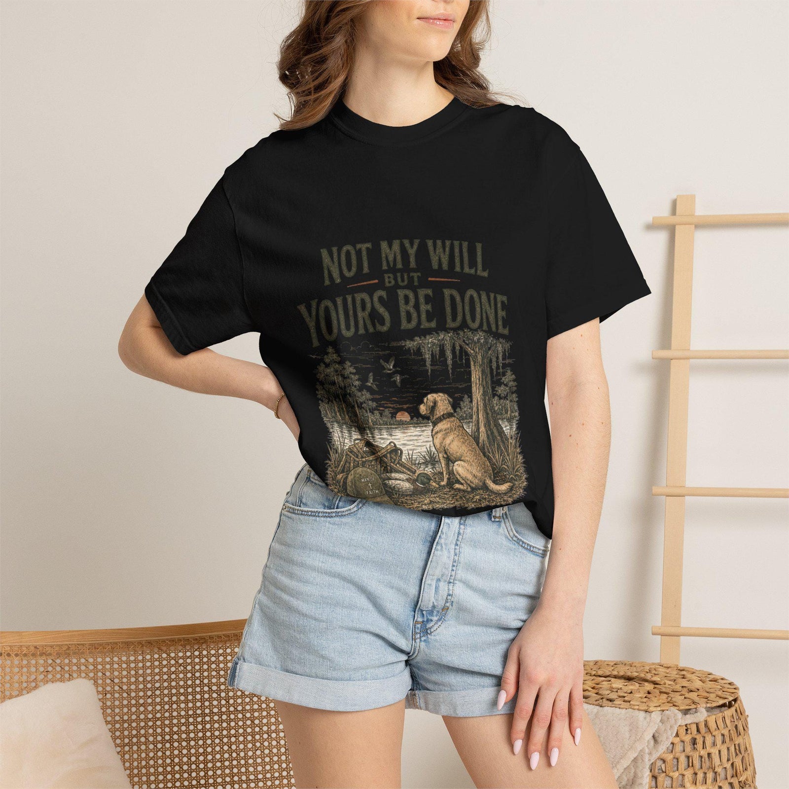 Not My Will But Yours Be Done Labrador Dog Prayer T-Shirt | Christian Faith Tee