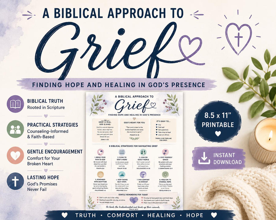Christian Grief Printable | Scripture-Based Counseling Worksheet (Instant Download)