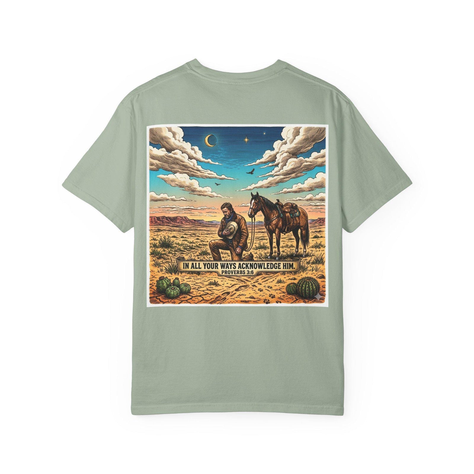 In All Your Ways Acknowledge Him T-shirt | Western Cowboy Horse Faith Design