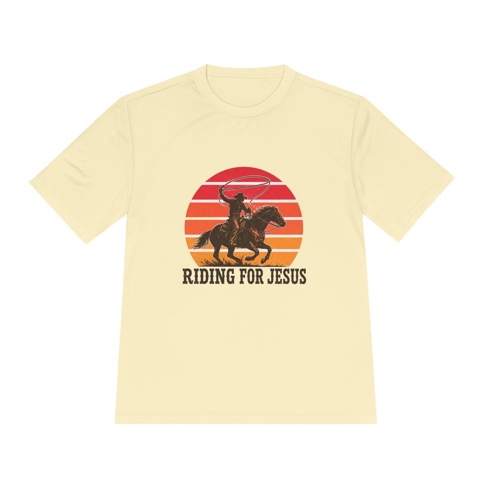 Riding for Jesus Tee | Cowboy Horse Christian Sunset Graphic