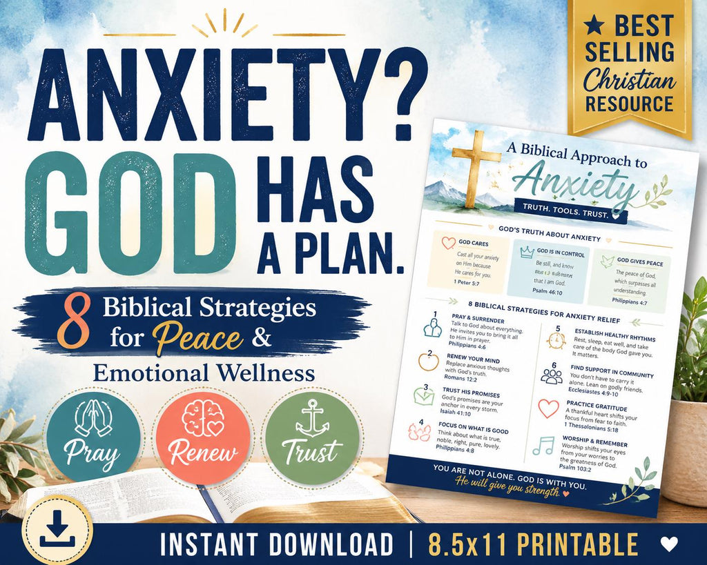 Biblical Anxiety Relief Guide | Christian Mental Health Worksheet (PDF Download)