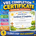 VBS Completion Certificate, Vacation Bible School Award (Digital Download)