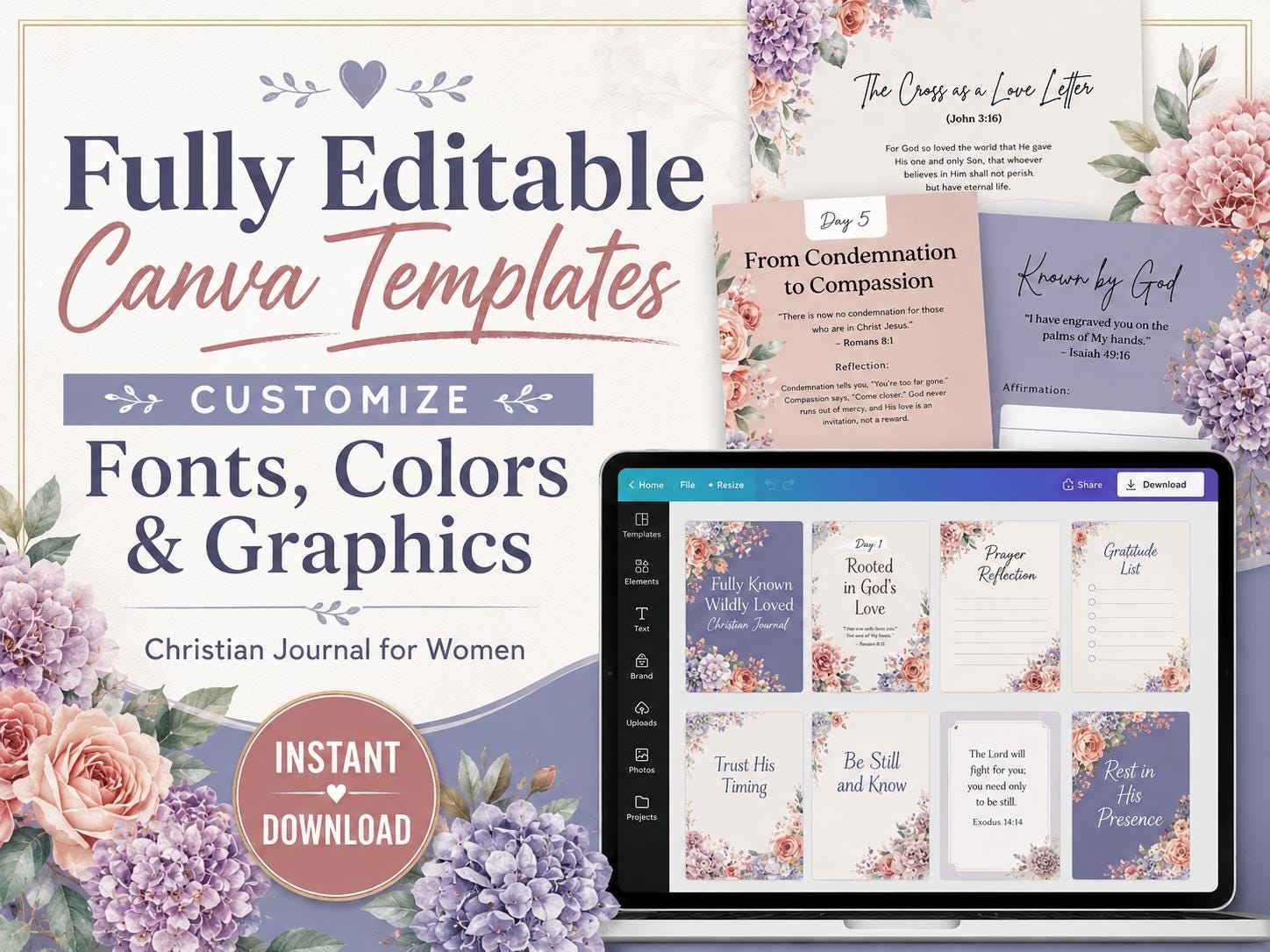 Christian Devotional Journal Bundle | 4-Week Bible Study, Canva Templates (PDF) Bible House Goods