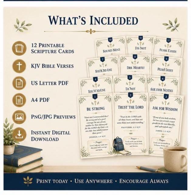 Christian Back to School Encouragement Cards | Printable Scripture Notes