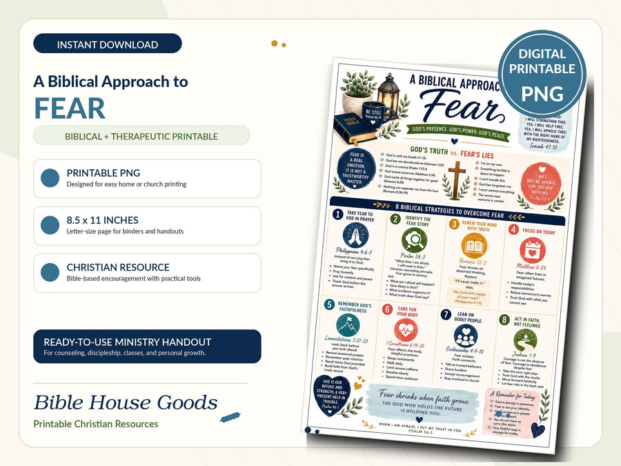 Biblical Fear Infographic | Christian Scripture Faith Guide (Digital Download)