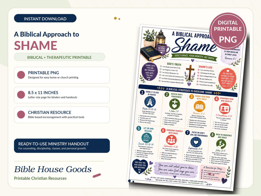 Biblical Shame Guide | Christian Scripture Infographic, Grace Identity (PDF Download)