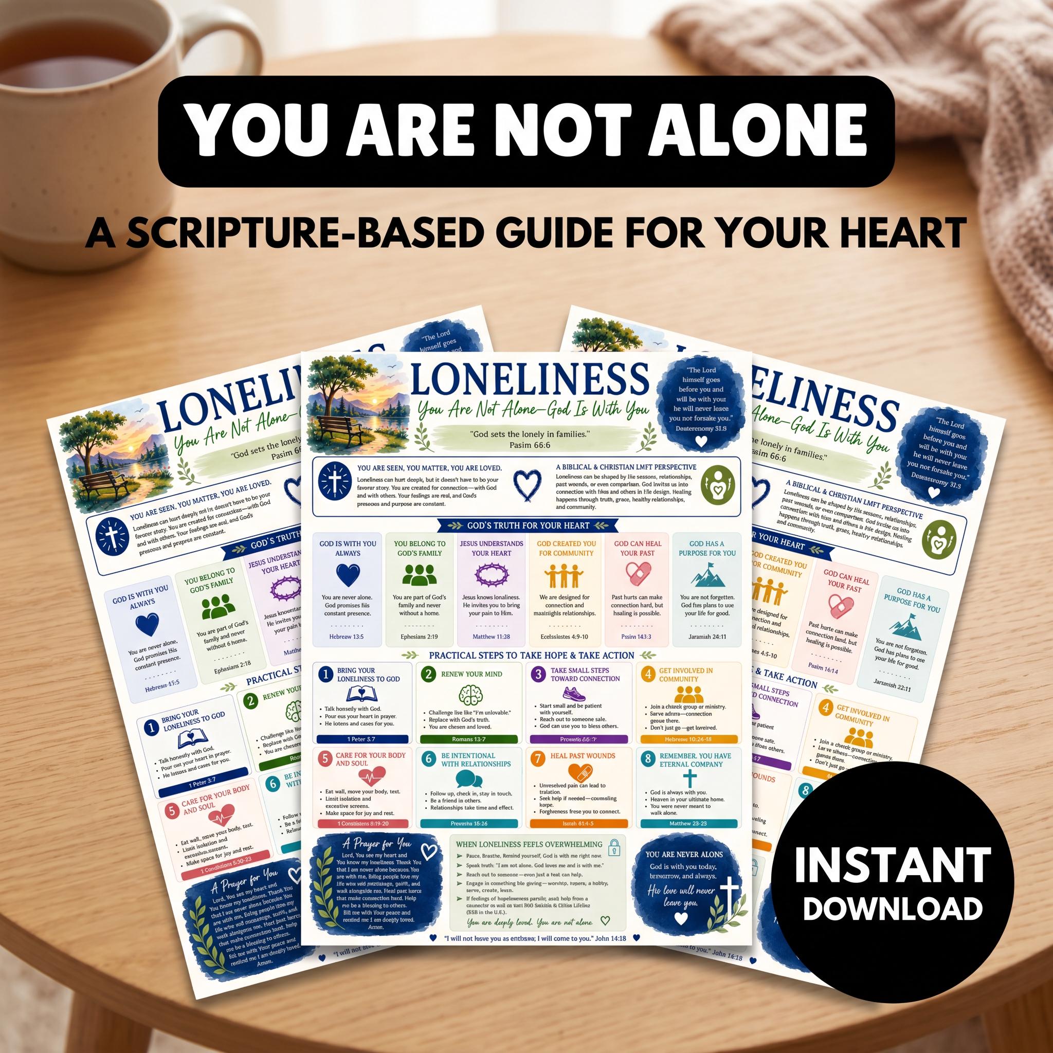Biblical Loneliness Infographic | Christian Faith Guide (Digital Download)