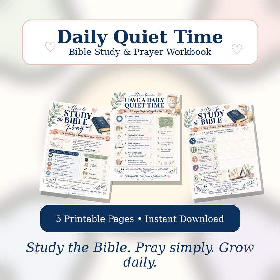 Daily Quiet Time Bible Study Workbook, Christian Prayer Journal (Instant Download)
