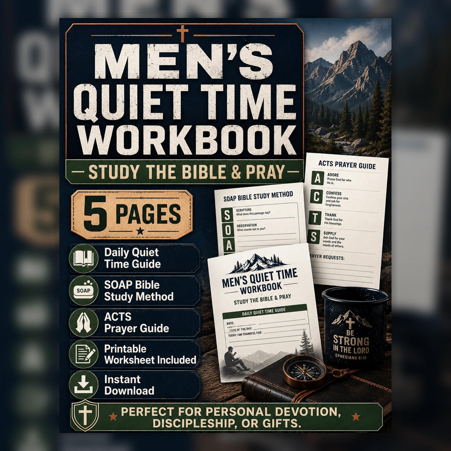 Men's Quiet Time Workbook, Bible Study, Prayer Journal (Digital Download)