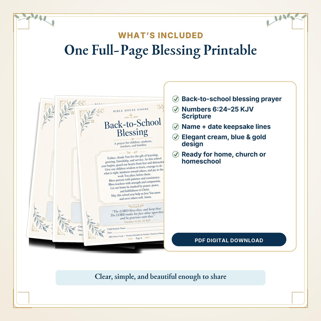 Back to School Christian Printable Pack for Kids | Family Prayer Routine, Scripture Cards, Devotional Tracker, Homeschool Bible Resource