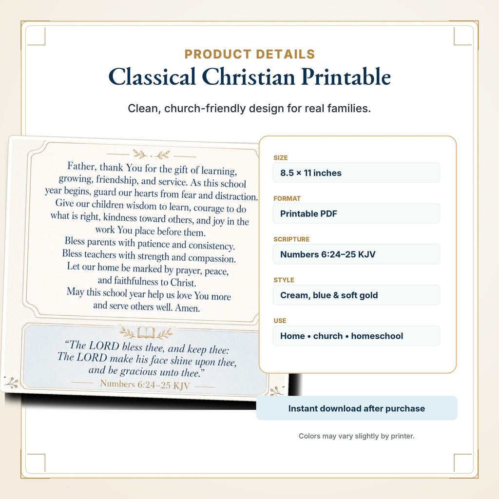 Back to School Christian Printable Pack for Kids | Family Prayer Routine, Scripture Cards, Devotional Tracker, Homeschool Bible Resource